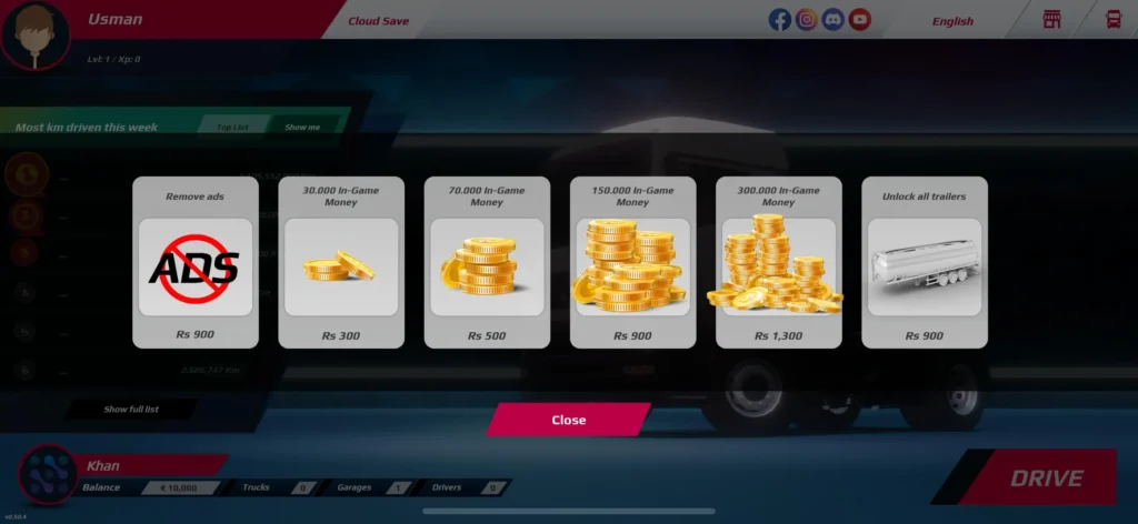 Truckers of Europe 3 iOS coin purchase screen