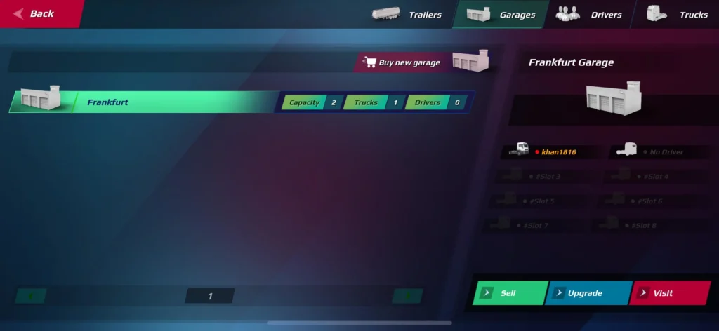 Garage purchase option before entering location in Truckers of Europe 3 mod apk