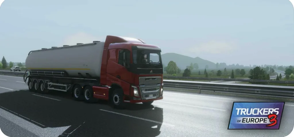 Realistic highway truck driving view in Truckers of Europe 3