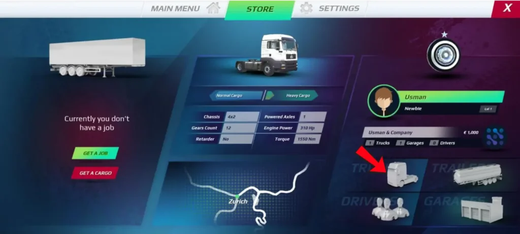 Truckers of Europe 3 Trucks, Drivers, Trailers, and Garages icons in the game