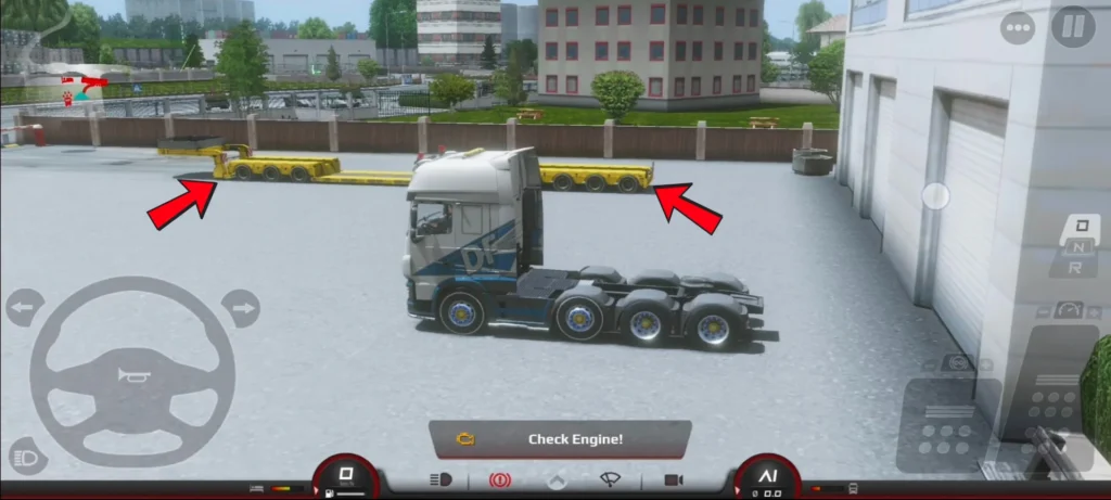 Truck with Oversize trailer on main screen in Truckers of Europe 3